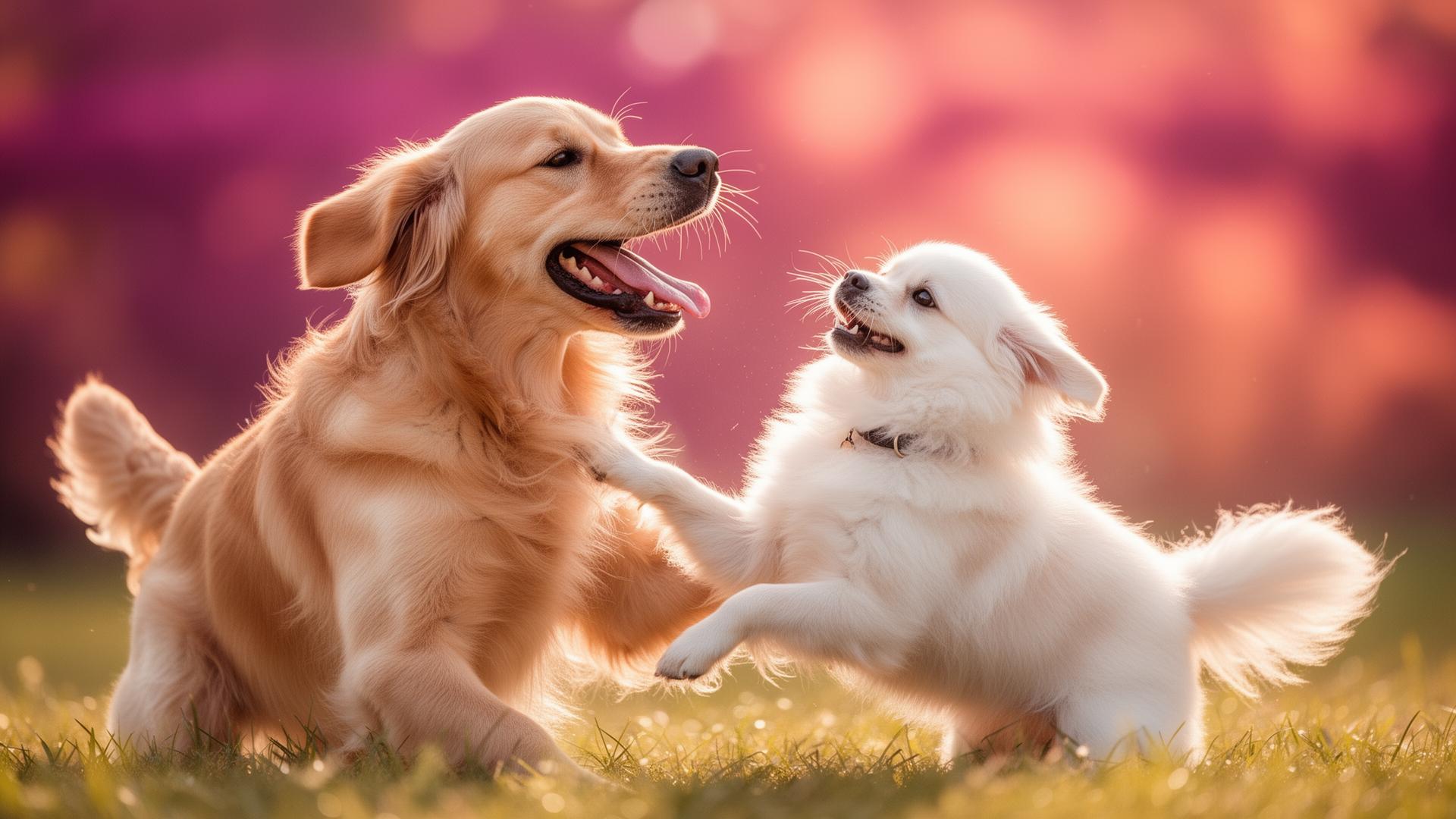 Perros felices jugando